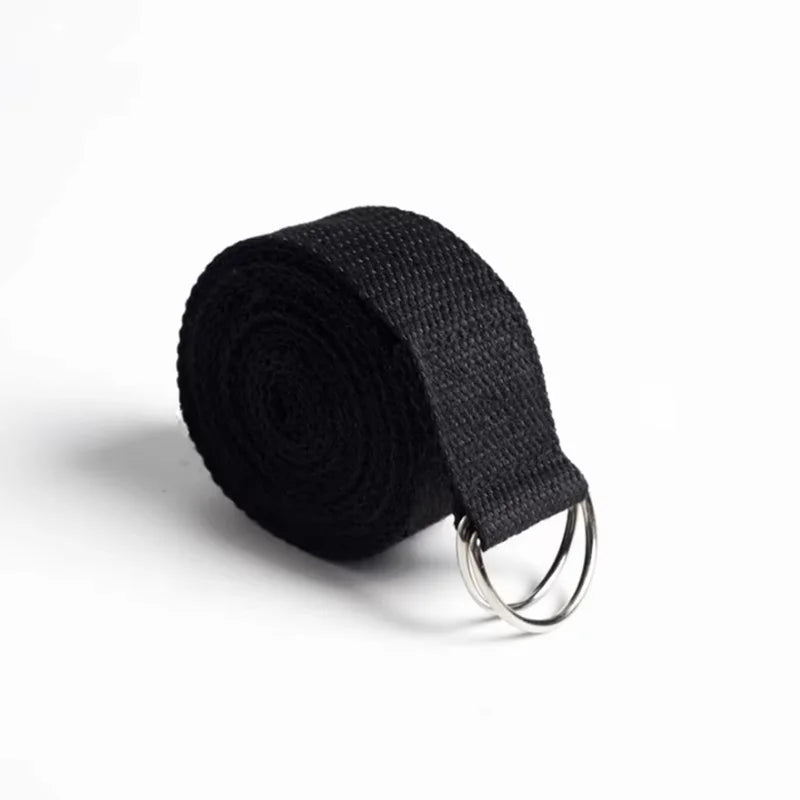 Black yoga strap with D-ring