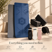 The Flow Kit: yoga mat, 2 yoga blocks, yoga strap and grip socks