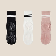 3 pairs of Pilates grip socks: black, white, pink