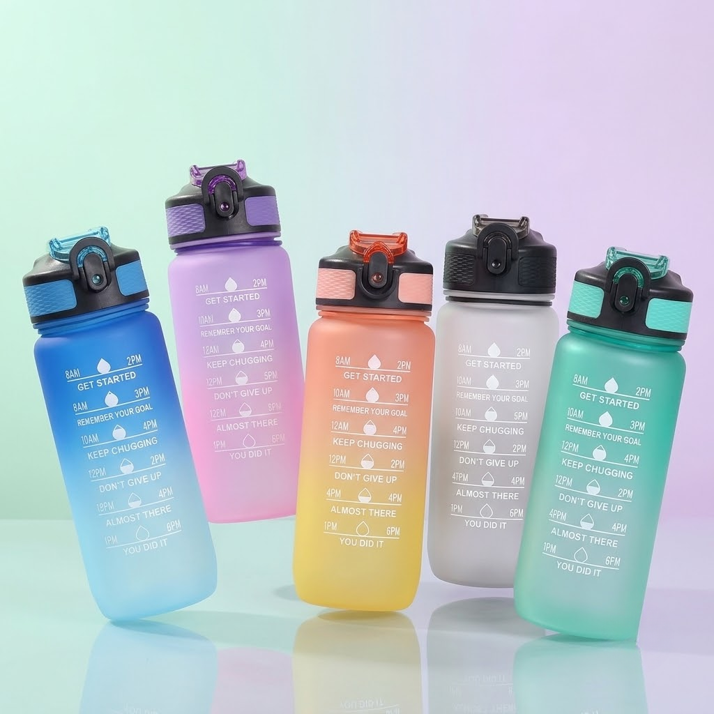 Sports Water Bottle with Time Marker – BPA-Free & Leak-Proof